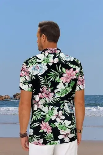 COOFANDY Hawaiian Shirts for Men Short Sleeve Casual Button Down Shirt Tropical Summer Beach Shirt - 3