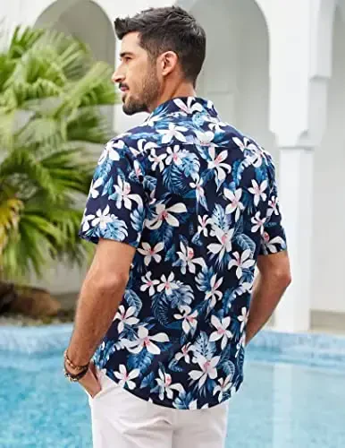 COOFANDY Mens Hawaiian Shirts Short Sleeve Casual Button Down Tropical Beach Shirt - 3