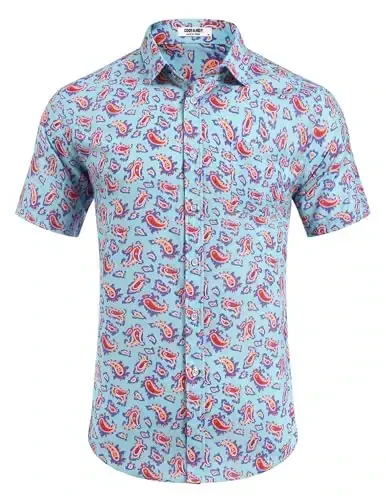 COOFANDY Mens Hawaiian Shirts Short Sleeve Casual Button Down Tropical Beach Shirt - COOFANDY (1)