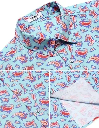 COOFANDY Mens Hawaiian Shirts Short Sleeve Casual Button Down Tropical Beach Shirt - 5