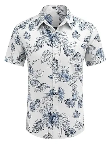 COOFANDY Mens Hawaiian Shirts Short Sleeve Casual Button Down Tropical Beach Shirt - 4