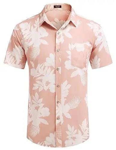 COOFANDY Mens Hawaiian Shirts Short Sleeve Casual Button Down Tropical Beach Shirt - 5