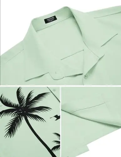 COOFANDY Mens Hawaiian Tropical Shirts Short Sleeve Button Down Summer Beach Shirt with Pocket - 4