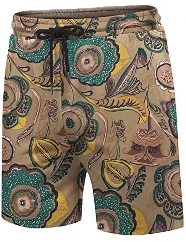 COOFANDY Men's Hawaiian Matching Set Summer Beach 2 Piece Outfits Flower Button Down Shirts and Shorts Vacation Outfits - 6