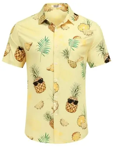 COOFANDY Men's Hawaiian Shirt Short Sleeve Floral Button Down Shirts Tropical Holiday Beach Shirts - 5
