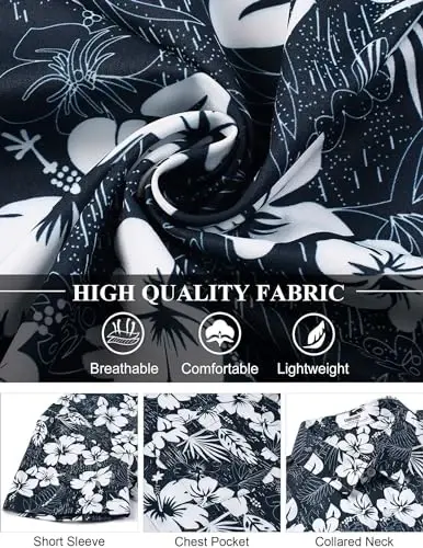 COOFANDY Men's Hawaiian Shirt Short Sleeve Floral Button Down Shirts Tropical Holiday Beach Shirts - 6