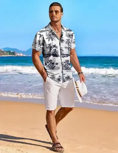 COOFANDY Men's Hawaiian Shirt Short Sleeve Floral Button Down Shirts Tropical Holiday Beach Shirts - 4