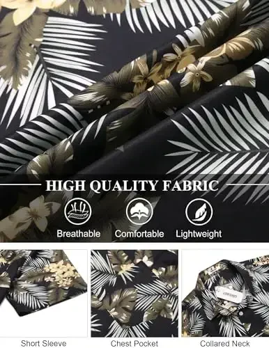 COOFANDY Men's Hawaiian Shirt Short Sleeve Floral Button Down Shirts Tropical Holiday Beach Shirts - 6