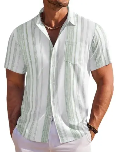 COOFANDY Men's Hawaiian Shirt Short Sleeve Floral Button Down Shirts Tropical Holiday Beach Shirts 