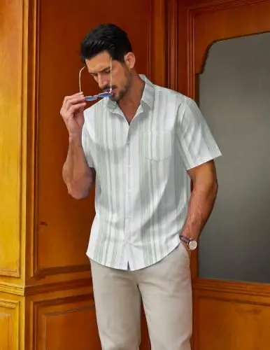 COOFANDY Men's Hawaiian Shirt Short Sleeve Floral Button Down Shirts Tropical Holiday Beach Shirts - 2