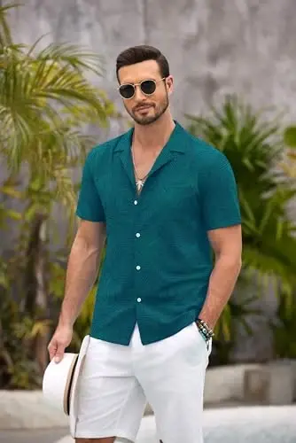 COOFANDY Mens Hawaiian Shirt Short Sleeve Floral Button Down Shirts Tropical Summer Beach Shirts Camp Collar Shirt - 3