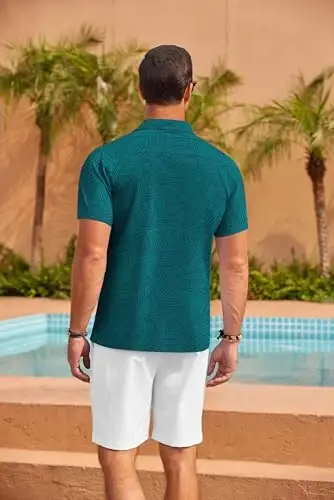 COOFANDY Mens Hawaiian Shirt Short Sleeve Floral Button Down Shirts Tropical Summer Beach Shirts Camp Collar Shirt - 5