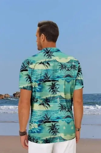 COOFANDY Mens Hawaiian Shirt Short Sleeve Floral Button Down Shirts Tropical Summer Beach Shirts Camp Collar Shirt - 3