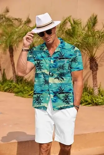 COOFANDY Mens Hawaiian Shirt Short Sleeve Floral Button Down Shirts Tropical Summer Beach Shirts Camp Collar Shirt - 4