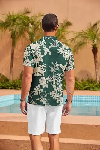 COOFANDY Mens Hawaiian Shirt Short Sleeve Floral Button Down Shirts Tropical Summer Beach Shirts Camp Collar Shirt - 5