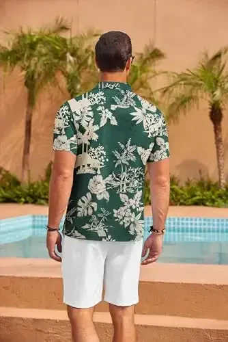 COOFANDY Men's Casual Button Down Shirts Short Sleeve Summer Beach Shirt Fashion Textured Shirts with Pocket - 5