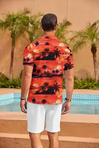 COOFANDY Men's Casual Button Down Shirts Short Sleeve Summer Beach Shirt Fashion Textured Shirts with Pocket - 5