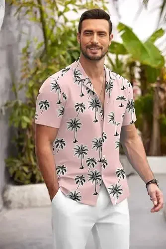 COOFANDY Mens Hawaiian Shirt Short Sleeve Floral Button Down Shirts Tropical Summer Beach Shirts Camp Collar Shirt - COOFANDY (1)