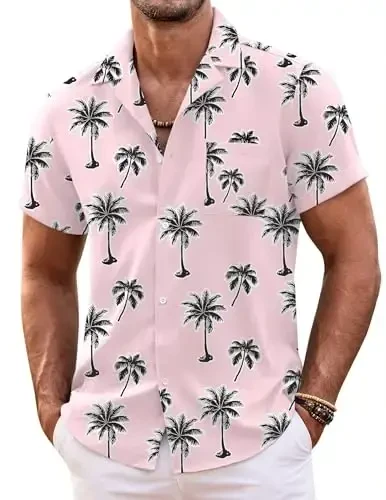 COOFANDY Hawaiian Shirts for Men Short Sleeve Casual Button Down Shirt Tropical Summer Beach Shirt - COOFANDY