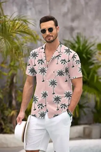 COOFANDY Hawaiian Shirts for Men Short Sleeve Casual Button Down Shirt Tropical Summer Beach Shirt - 3