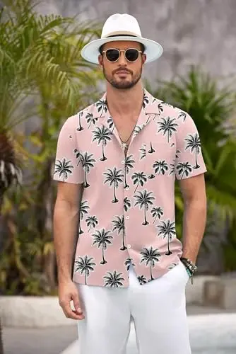 COOFANDY Hawaiian Shirts for Men Short Sleeve Casual Button Down Shirt Tropical Summer Beach Shirt - 4
