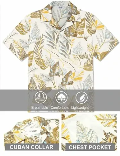 COOFANDY Mens Hawaiian Shirt Short Sleeve Floral Button Down Shirts Tropical Summer Beach Shirts Camp Collar Shirt - 5