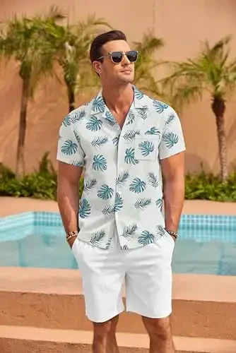COOFANDY Mens Hawaiian Shirt Short Sleeve Floral Button Down Shirts Tropical Summer Beach Shirts Camp Collar Shirt - COOFANDY (1)