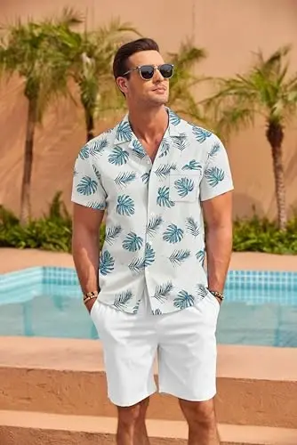 COOFANDY Mens Hawaiian Shirt Short Sleeve Floral Button Down Shirts Tropical Summer Beach Shirts Camp Collar Shirt - 2