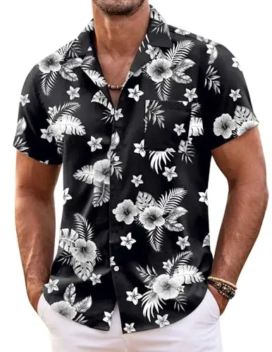 COOFANDY Hawaiian Shirts for Men Short Sleeve Casual Button Down Shirt Tropical Summer Beach Shirt 