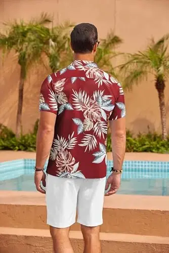 COOFANDY Mens Hawaiian Shirt Short Sleeve Floral Button Down Shirts Tropical Summer Beach Shirts Camp Collar Shirt - 5