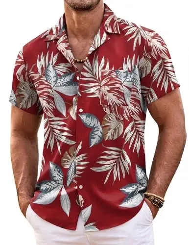 COOFANDY Hawaiian Short Button Sleeve Down Shirt Shirts Beach 