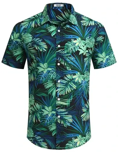 COOFANDY Mens Hawaiian Shirts Short Sleeve Button Down Aloha Shirt Casual Beach Clothes - 5