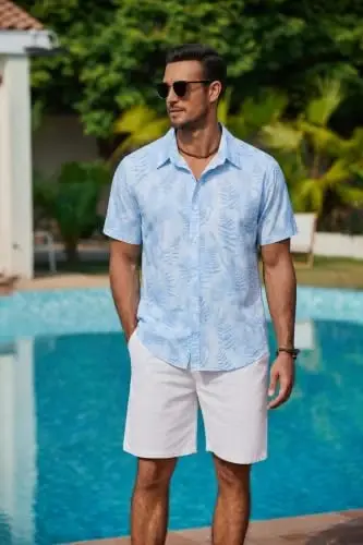 COOFANDY Mens Hawaiian Shirts Short Sleeve Button Down Aloha Shirt Casual Beach Clothes - 3