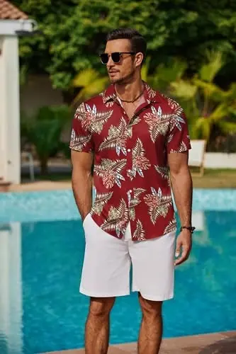 COOFANDY Mens Hawaiian Shirts Short Sleeve Button Down Aloha Shirt Casual Beach Clothes - COOFANDY (1)