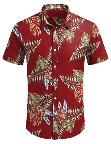COOFANDY Mens Hawaiian Shirts Short Sleeve Button Down Aloha Shirt Casual Beach Clothes - 4