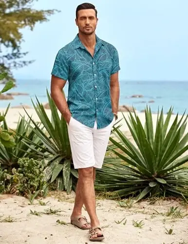COOFANDY Mens Hawaiian Shirt Short Sleeve Button Down Shirts Tropical Summer Beach Shirts Casual Floral Aloha Shirts - 3