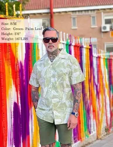 COOFANDY Mens Hawaiian Shirt Short Sleeve Buttoon Down Shirts Casual Tropical Floral Summer Linen Shirts - COOFANDY (1)