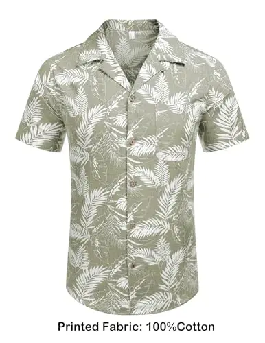 COOFANDY Mens Hawaiian Shirt Short Sleeve Buttoon Down Shirts Casual Tropical Floral Summer Linen Shirts - 4