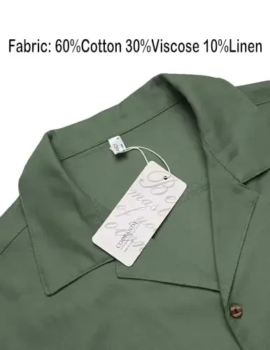 COOFANDY Mens Hawaiian Shirt Short Sleeve Buttoon Down Shirts Casual Tropical Floral Summer Linen Shirts - 5