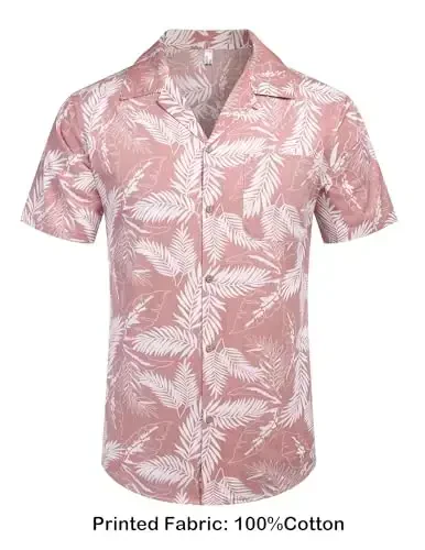COOFANDY Mens Hawaiian Shirt Short Sleeve Buttoon Down Shirts Casual Tropical Floral Summer Linen Shirts - 2
