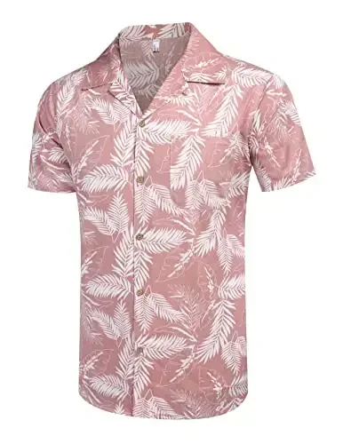 COOFANDY Mens Hawaiian Shirt Short Sleeve Buttoon Down Shirts Casual Tropical Floral Summer Linen Shirts - 3