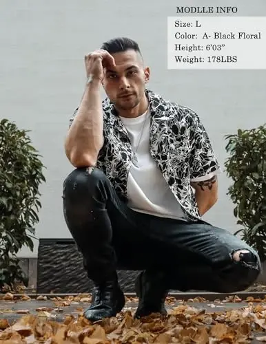 COOFANDY Mens Hawaiian Shirt Short Sleeve Buttoon Down Shirts Casual Tropical Floral Summer Linen Shirts - 3