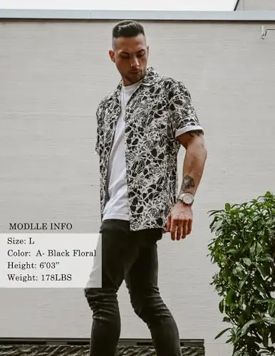 COOFANDY Mens Hawaiian Shirt Short Sleeve Buttoon Down Shirts Casual Tropical Floral Summer Linen Shirts - 4