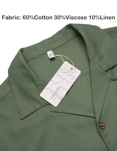 COOFANDY Mens Hawaiian Shirt Short Sleeve Buttoon Down Shirts Casual Tropical Floral Summer Linen Shirts - 5