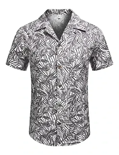 COOFANDY Mens Hawaiian Shirt Short Sleeve Buttoon Down Shirts Casual Tropical Floral Summer Linen Shirts - COOFANDY (1)