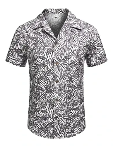 COOFANDY Mens Hawaiian Shirt Short Sleeve Buttoon Down Shirts Casual Tropical Floral Summer Linen Shirts - 2