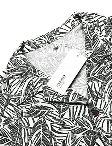 COOFANDY Mens Hawaiian Shirt Short Sleeve Buttoon Down Shirts Casual Tropical Floral Summer Linen Shirts - 5