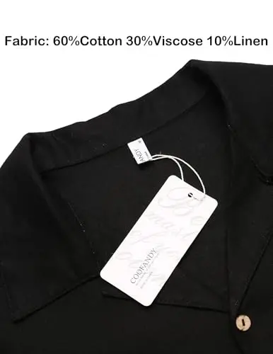 COOFANDY Mens Hawaiian Shirt Short Sleeve Buttoon Down Shirts Casual Tropical Floral Summer Linen Shirts - 5