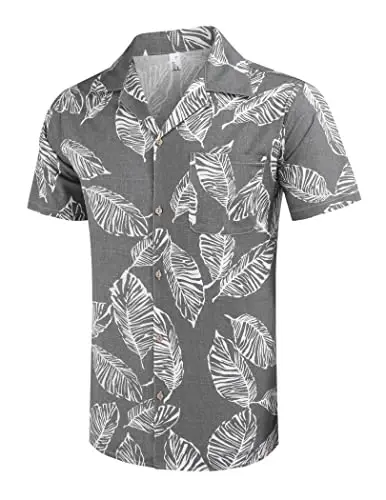 COOFANDY Mens Hawaiian Shirt Short Sleeve Buttoon Down Shirts Casual Tropical Floral Summer Linen Shirts - 3