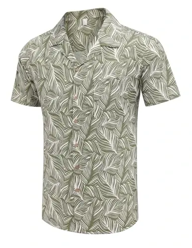COOFANDY Mens Hawaiian Shirt Short Sleeve Buttoon Down Shirts Casual Tropical Floral Summer Linen Shirts - 3